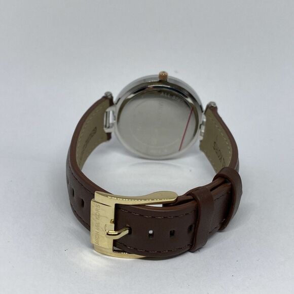 Michael Kors MK3203 Women's Brown Leather Analog Silver Dial Quartz Watch JK118 - Picture 10 of 12